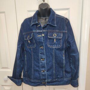 [L] Cleo Cotton Denim Jacket with 4 Pockets Women's Size Large Button Front